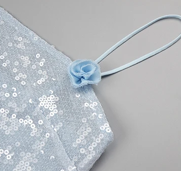 CINDY - BABY BLUE SEQUINS CHIFFON FLOWER DRESS