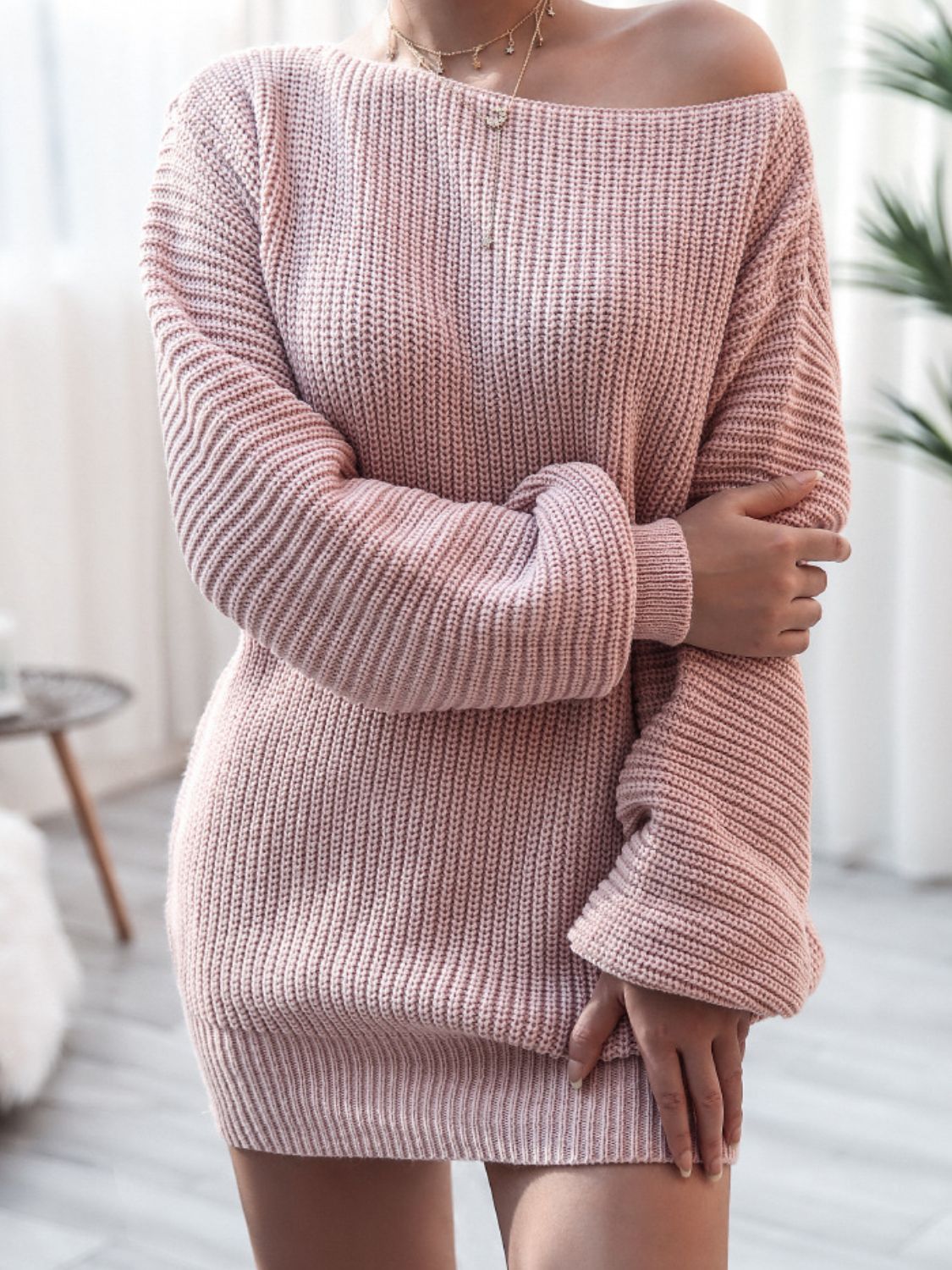 Rib-Knit Balloon Sleeve Sweater Dress | Private Label Styles