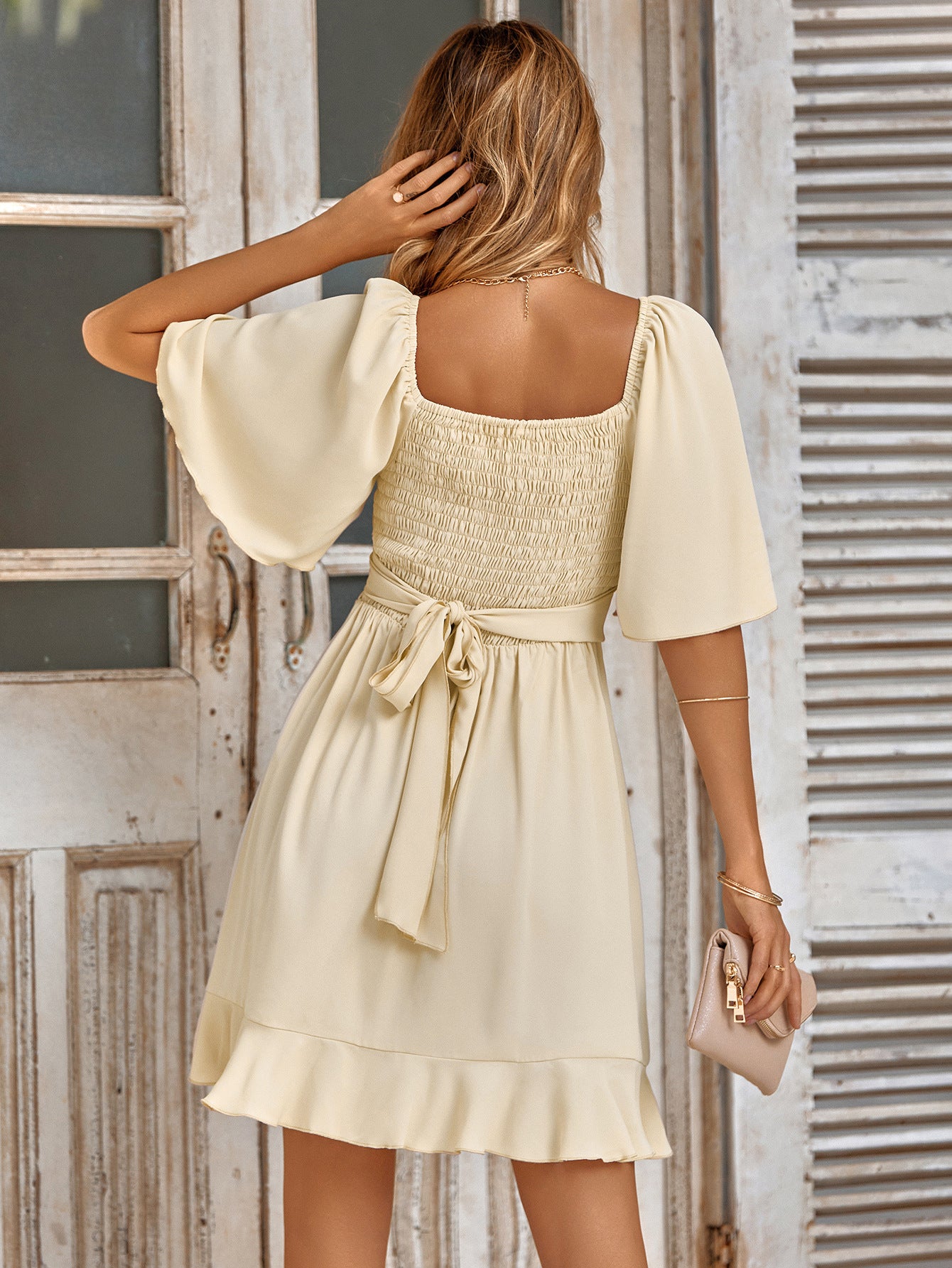 Tie Back Ruffle Hem Dress | Ruffle Hem Dress | Private Label Styles