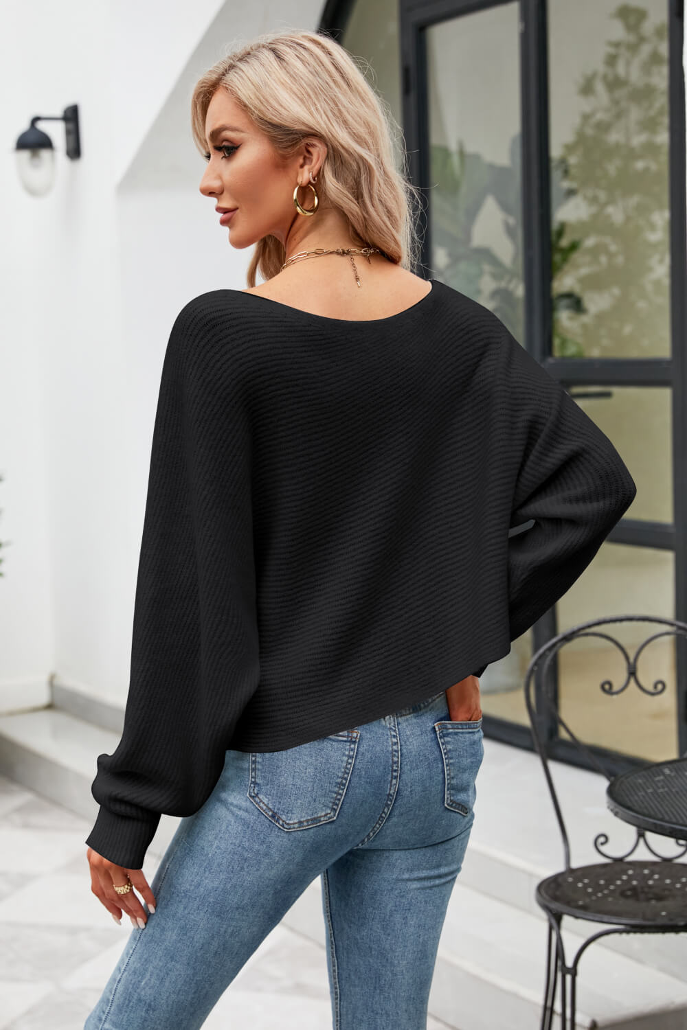 Boat Neck Dolman Sleeve Sweater |  Private Label Styles