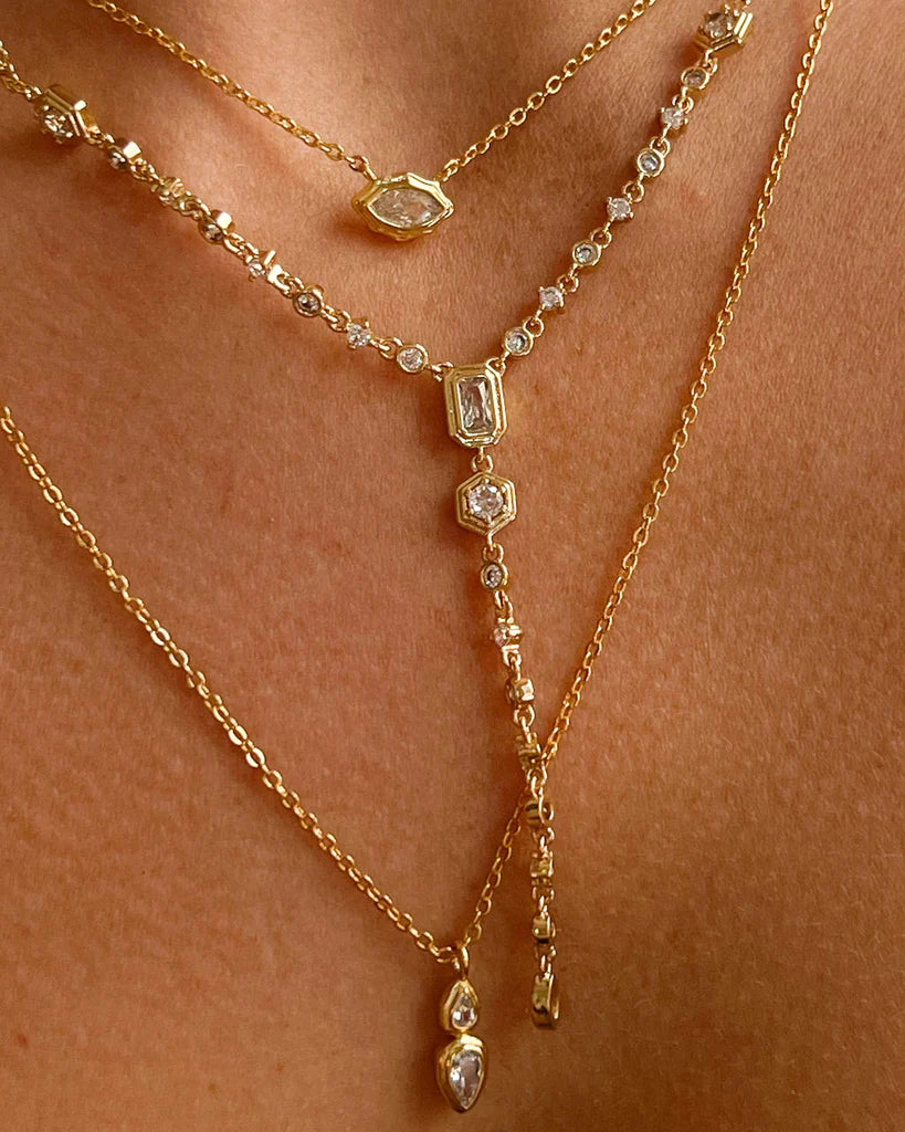 Stellar Bezel Lariat Gold | Stellar Gold Set | Private Label Styles