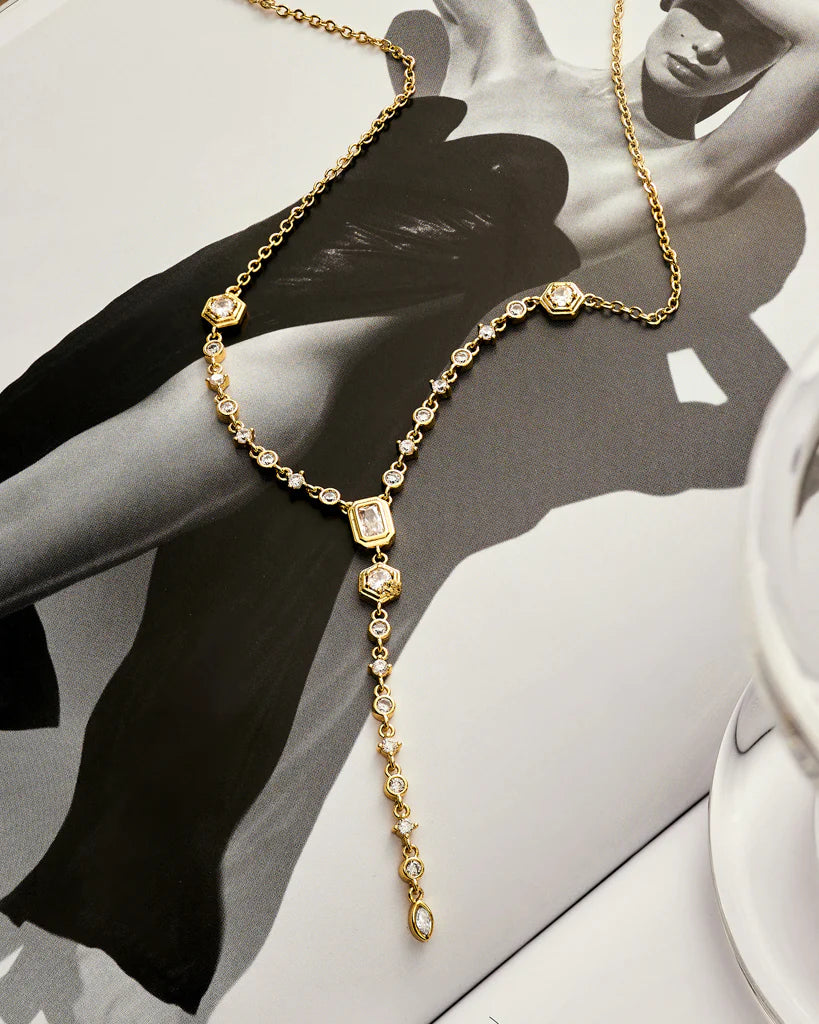 Stellar Bezel Lariat Gold | Stellar Gold Set | Private Label Styles