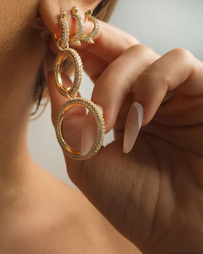 Triple Pave Hoops Gold | Triple Pave Earrings | Private Label Styles