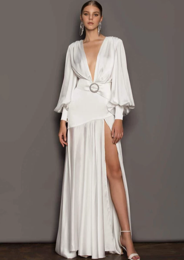 Michele Satin Formal Maxi | Satin Maxi In White | Private Label Styles