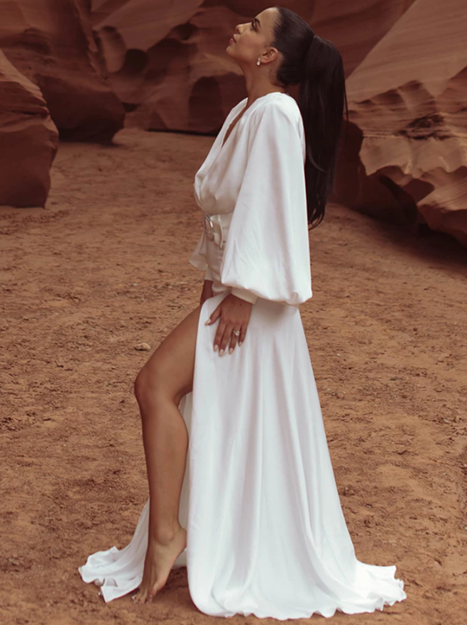 Michele Satin Formal Maxi | Satin Maxi In White | Private Label Styles