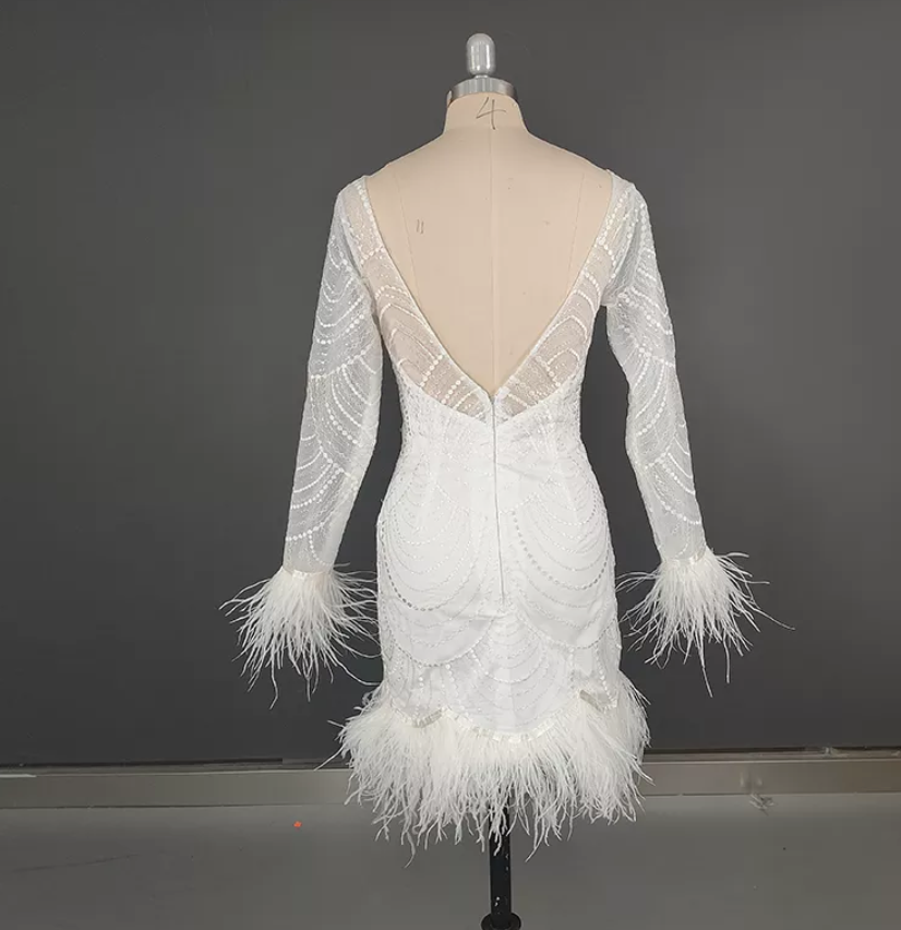 Lace & Feather Mini Dress | Lace Mini Dress | Private Label Styles