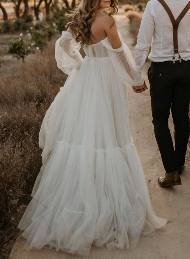 Puffy Sleeve Tulle Wedding Dress | Wedding Dress | Private Label Style