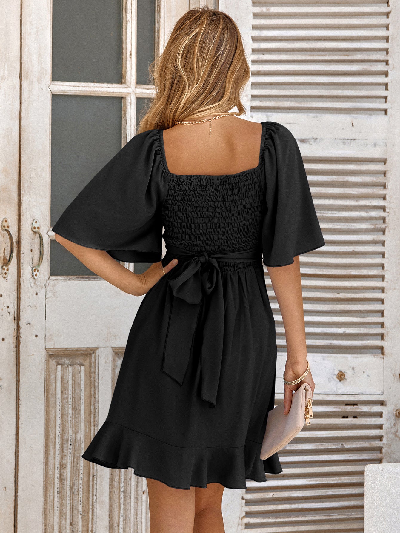 Tie Back Ruffle Hem Dress | Ruffle Hem Dress | Private Label Styles