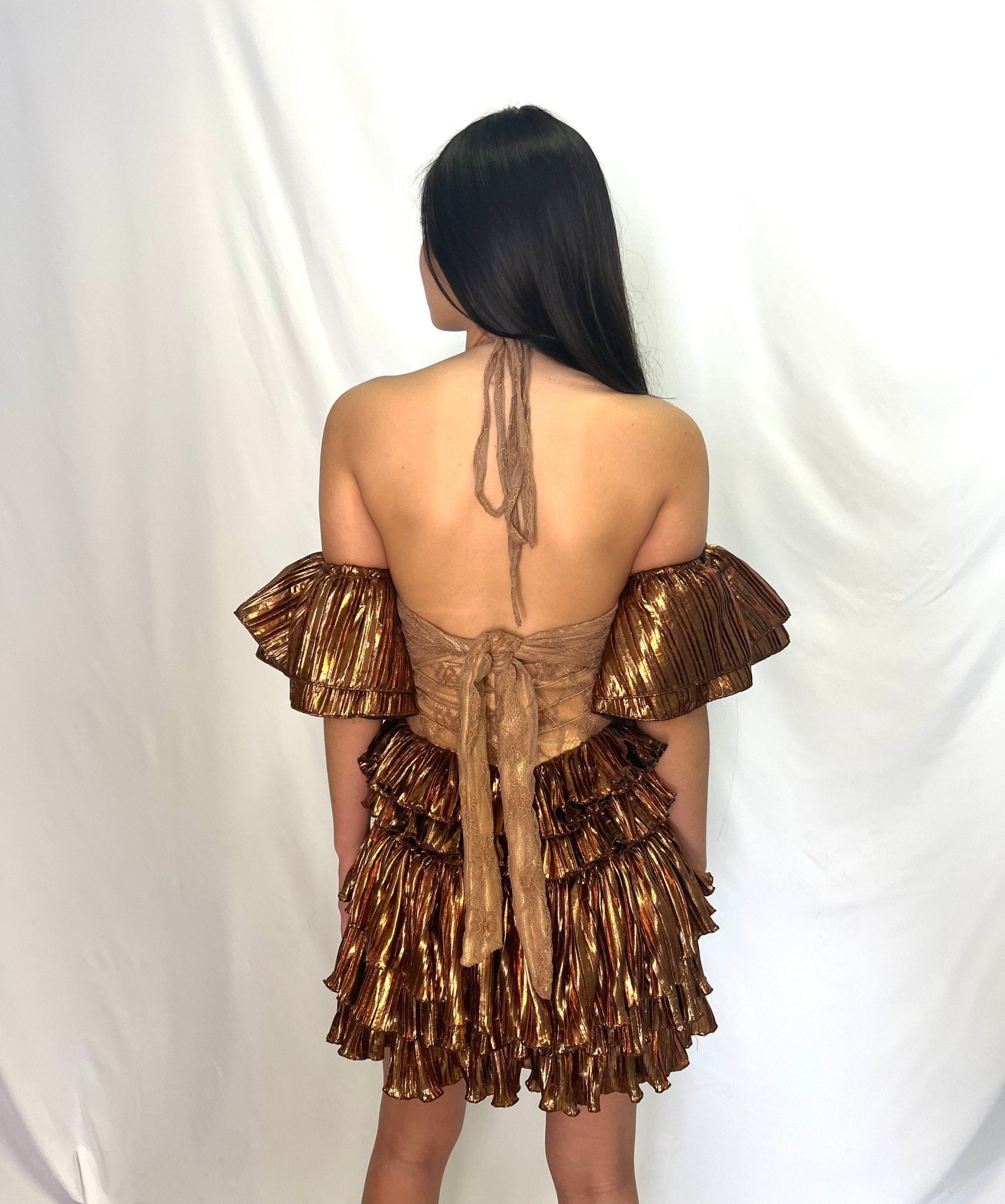 Bronze Barbie Metallic Mini Dress | Bronze Dress | Private Label Styles