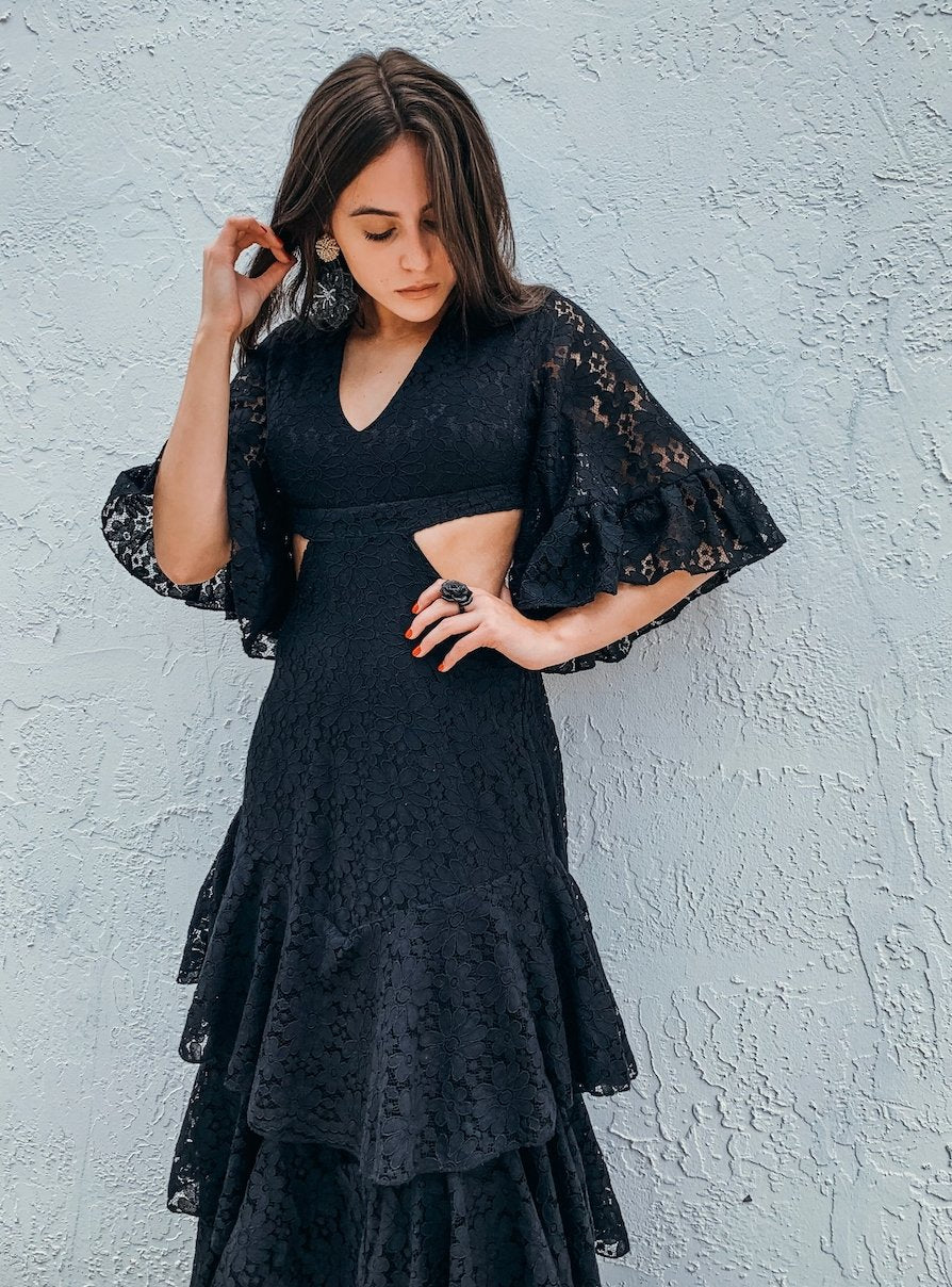 Black Lining in Floral Print Dress | Maxi Dress | Private Label Styles