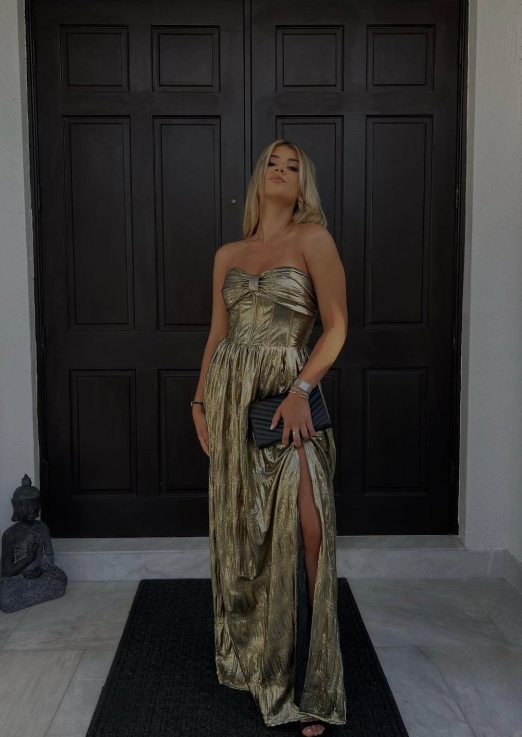 Metallic Strapless Dress With Boning | Private Label Styles