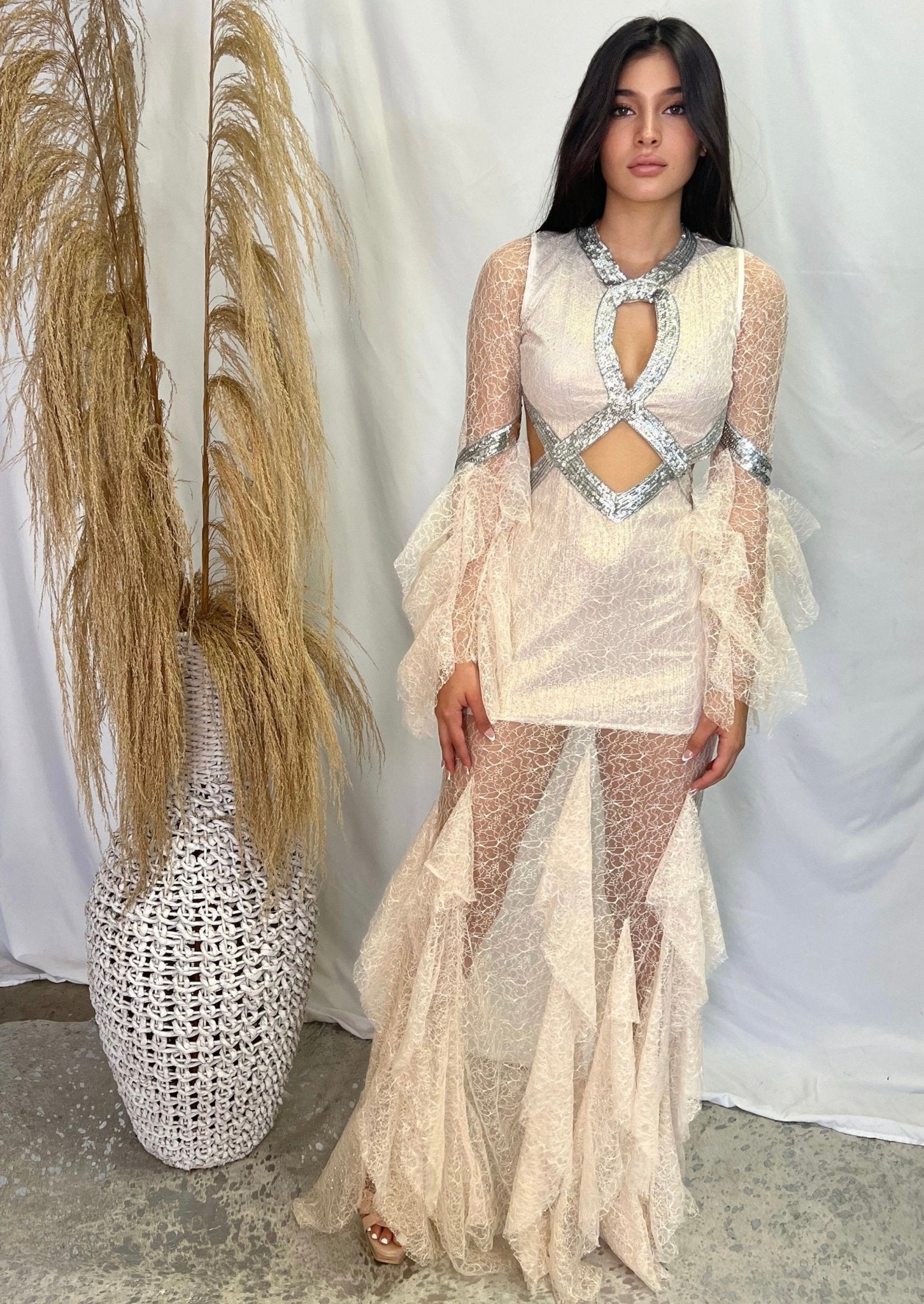 Greek Goddes Lace Cutout Formal Dress | Private Label Style