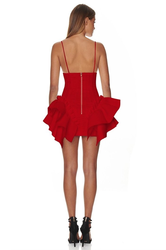 Ruffle Red Bodycon Bandage Dress | Mini Dress | Private Label Styles