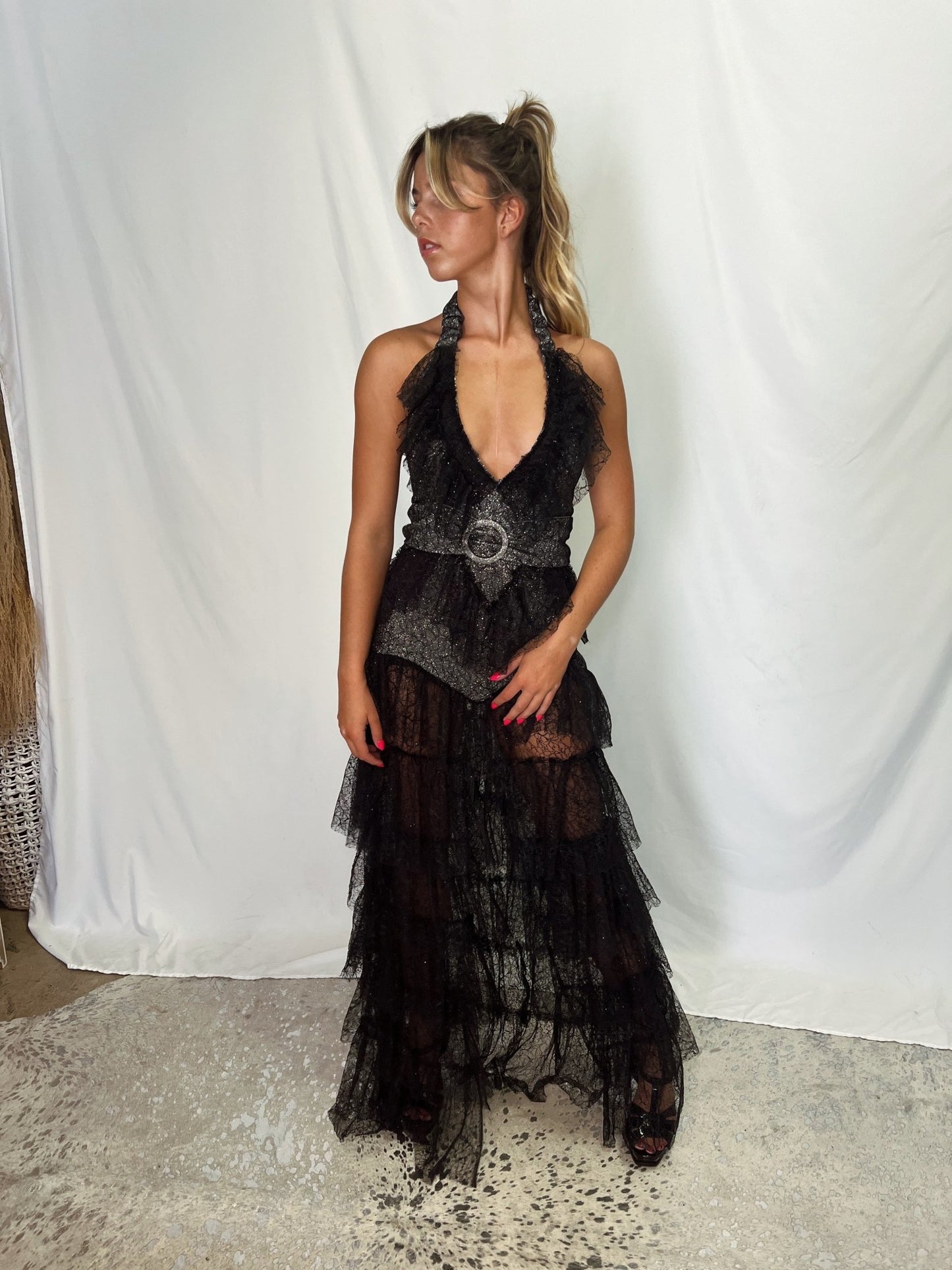 Black Lace Ruffle Formal Tulle | Private Label Styles