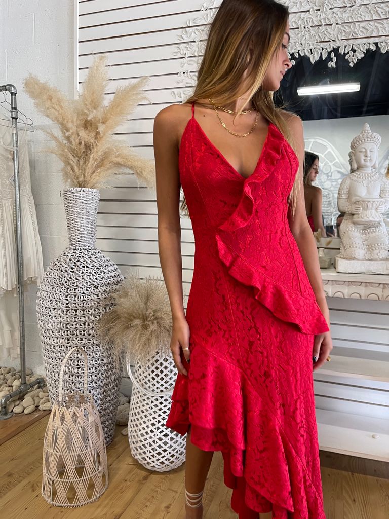 Tango double Frill Red Lace Maxi | Private Label Styles