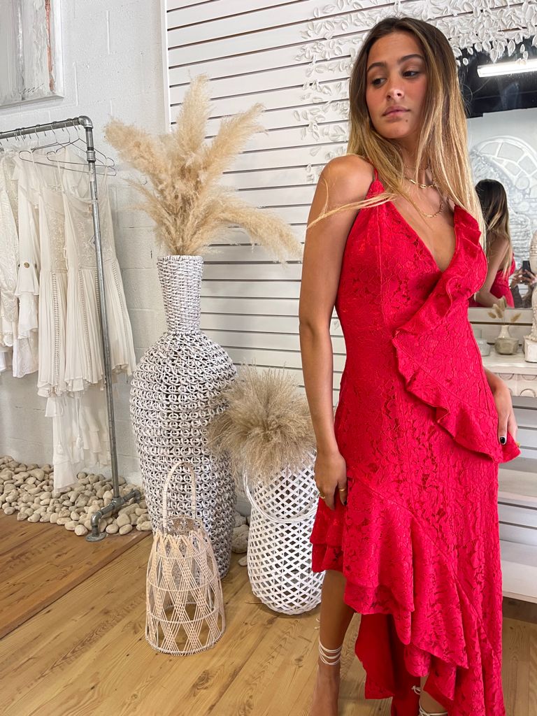 Tango double Frill Red Lace Maxi | Private Label Styles