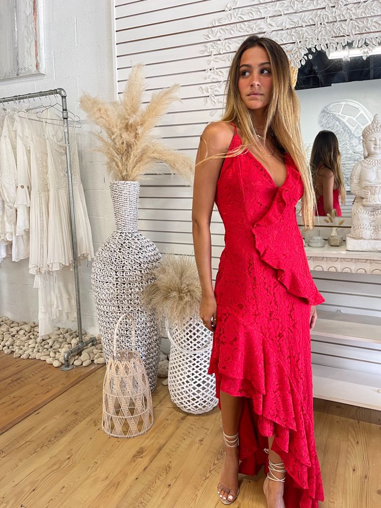 Tango double Frill Red Lace Maxi | Private Label Styles