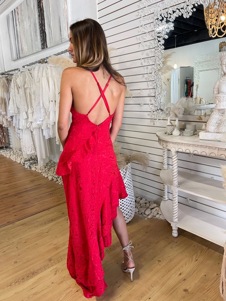 Tango double Frill Red Lace Maxi | Private Label Styles