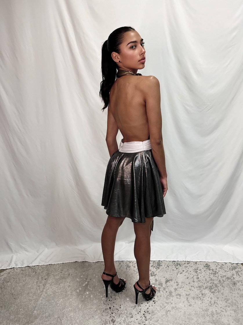 Triple Threat Metallic Flowy Short Dress | Private Label Styles