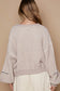 POL Round Neck Heart Patch Zipper Point Sleeve Sweater