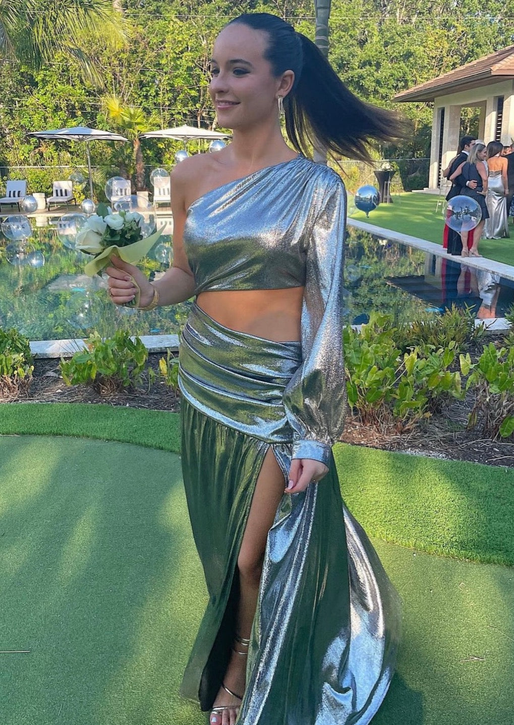 Metallic Silver Cutout Formal Dress | Private Label Styles