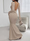 Devine Backless Round Neck Long Sleeve Maxi Dress