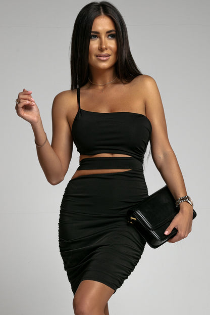 One Shoulder Cutout Ruched Bodycon Dress | Private Label Styles