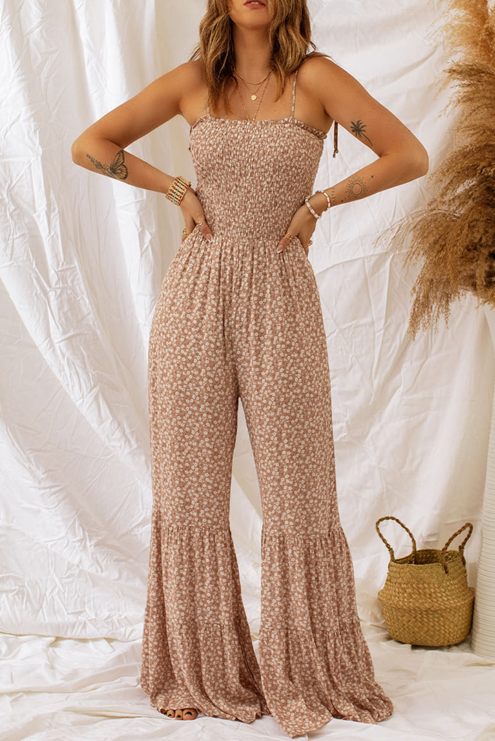 Smocked Wide Leg Jumpsuit | Strap Jumpsuit | Private Label Styles