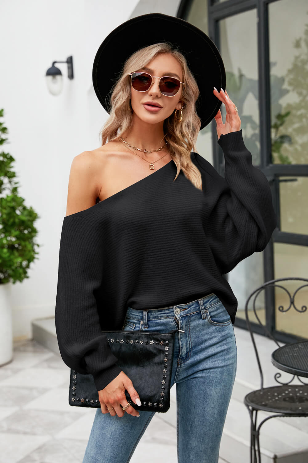 Boat Neck Dolman Sleeve Sweater |  Private Label Styles