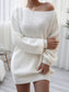 Rib-Knit Balloon Sleeve Boat Neck Sweater Dress - PRIVATE LABEL STYLES