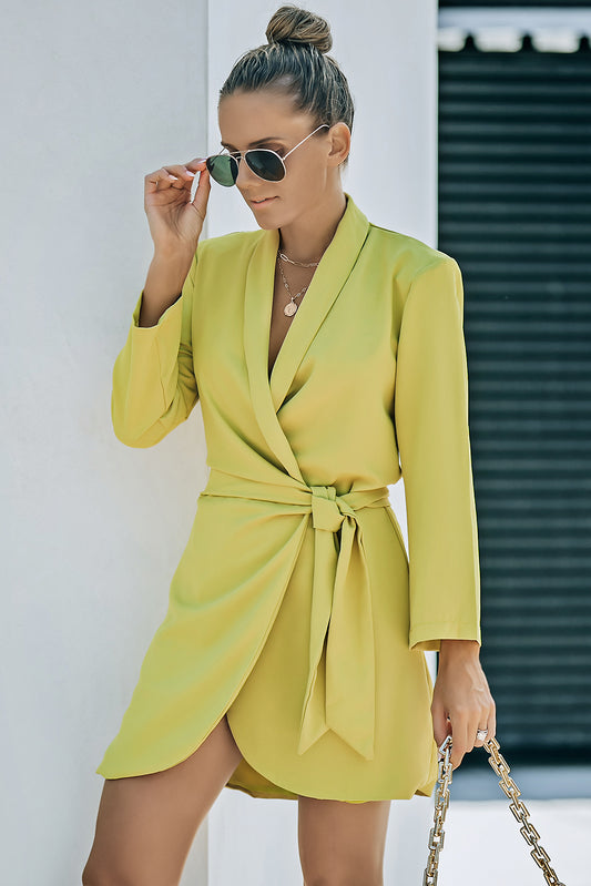 Belted Shawl Collar Dress | Shawl Collar Dress | Private Label Styles