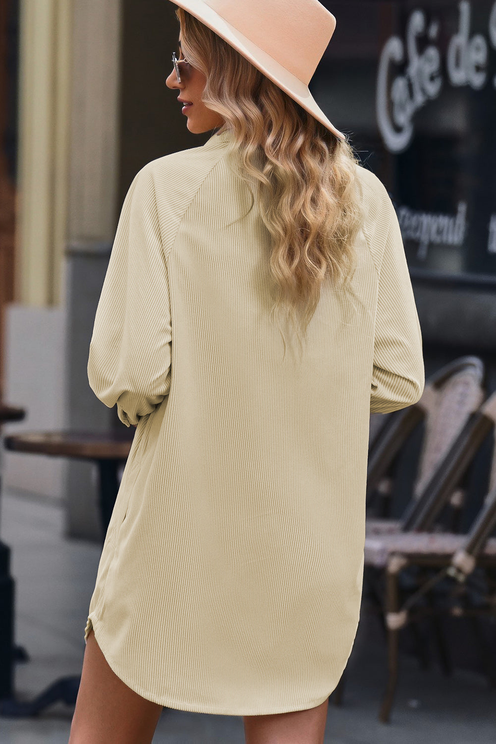 Button Front Curved Sleeve Shirt Dress | Private Label Styles