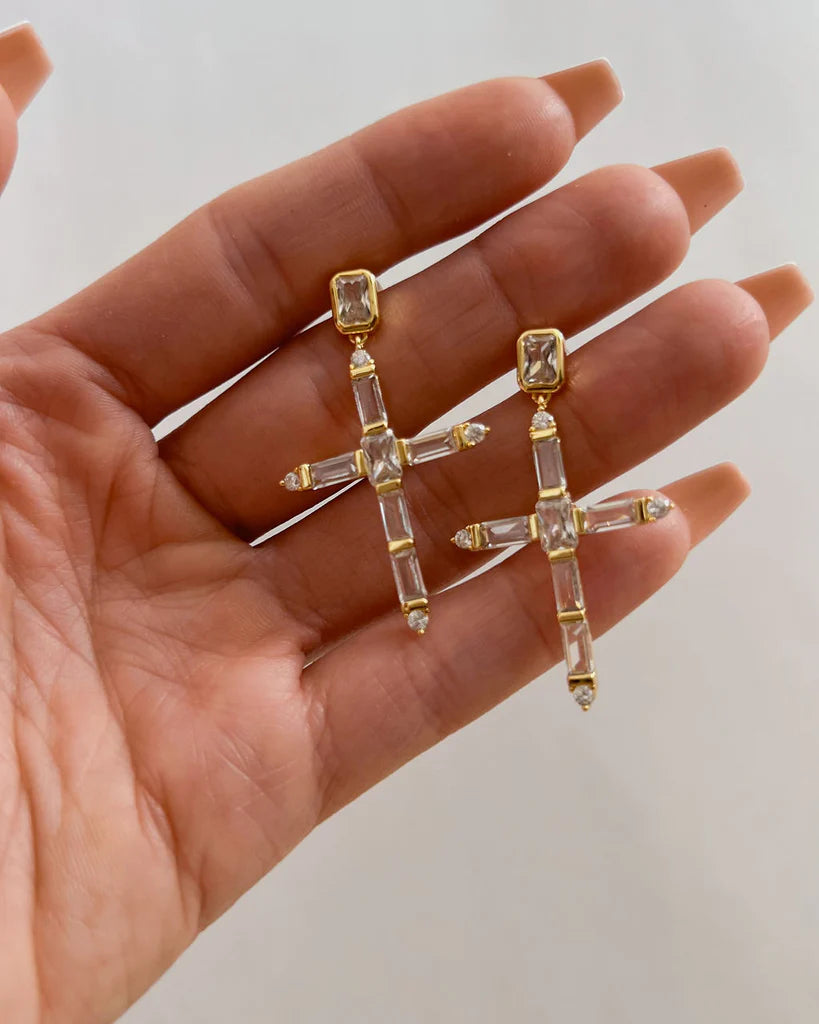Cross Earrings In Gold | Cross studs Earrings | Private Label Styles