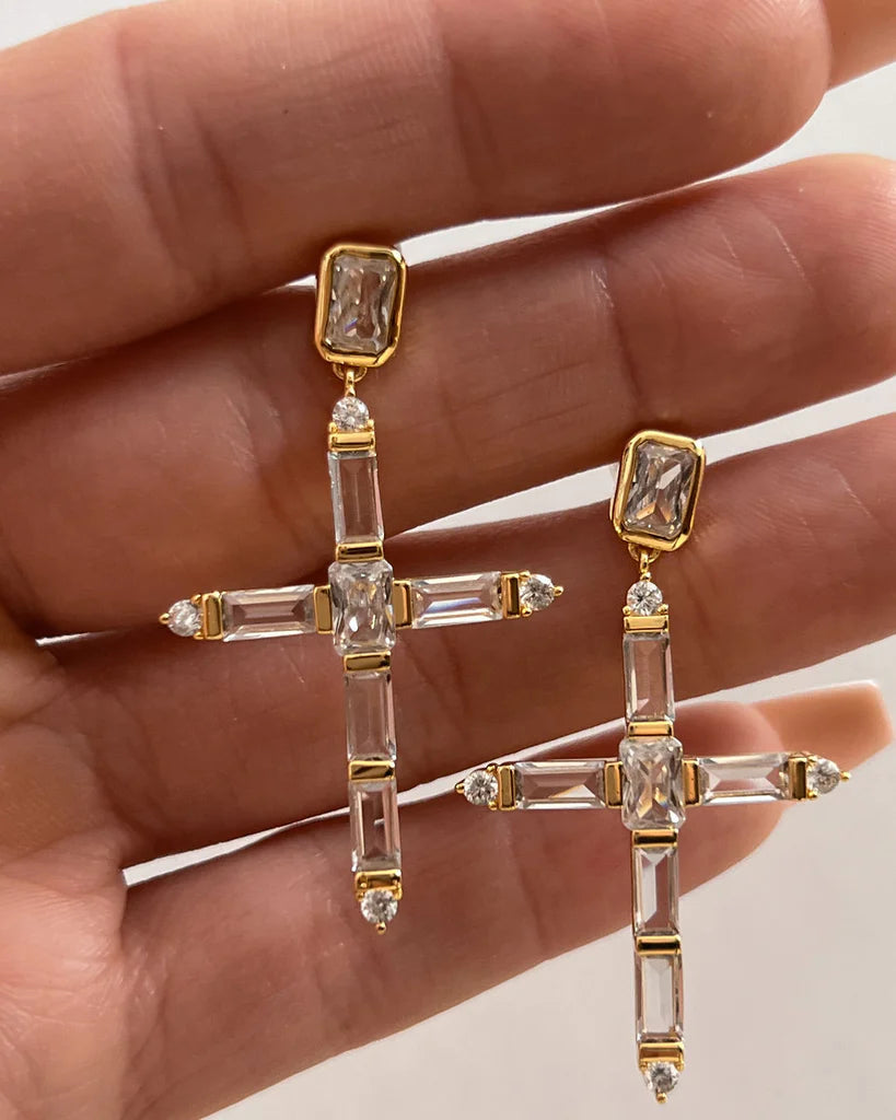 Cross Earrings In Gold | Cross studs Earrings | Private Label Styles