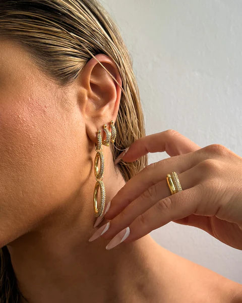 Triple Pave Hoops Gold | Triple Pave Earrings | Private Label Styles