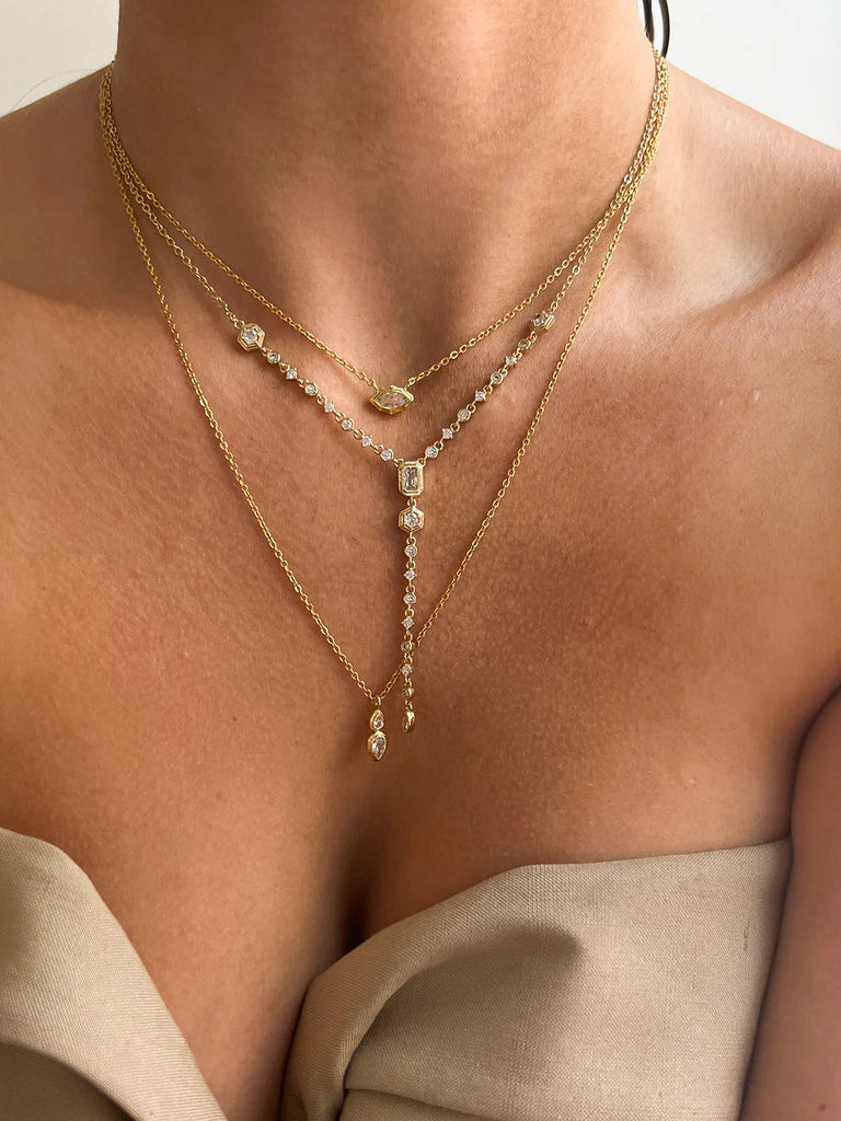 Stellar Bezel Necklace Set In Gold | Private Label Styles