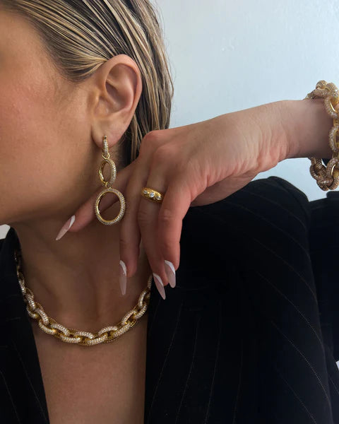 Triple Pave Hoops Gold | Triple Pave Earrings | Private Label Styles