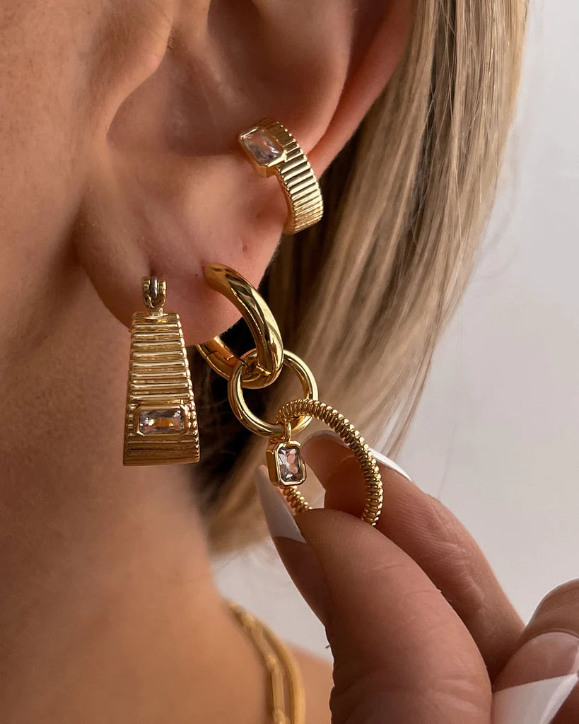 Francois Hoops In Gold | Ridged Hoops Gold | Private Label Styles