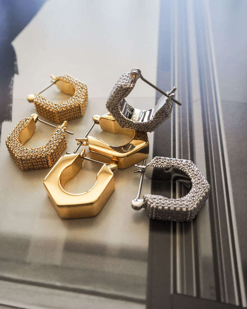 Pave Bolt Huggies | Hex Huggies Stud | Private Label Styles