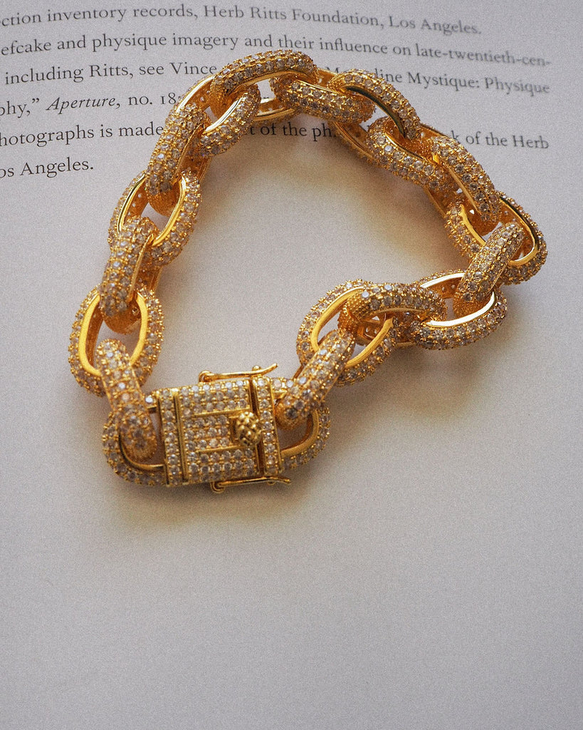 OZZIE PAVE CHAIN BRACELET- GOLD - PRIVATE LABEL STYLES