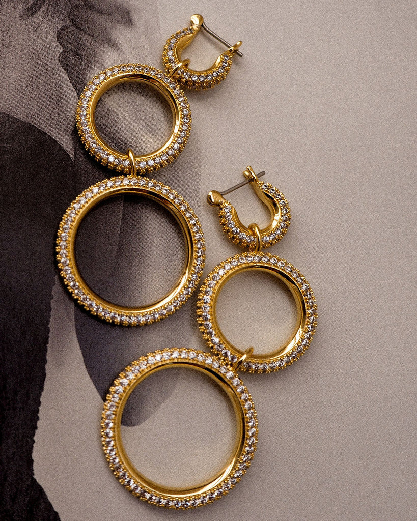 Triple Pave Hoops Gold | Triple Pave Earrings | Private Label Styles