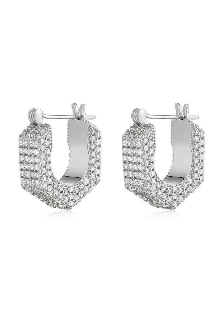 Pave Bolt Huggies | Hex Huggies Stud | Private Label Styles
