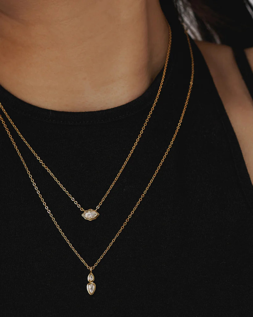 Stellar Bezel Necklace Set In Gold | Private Label Styles