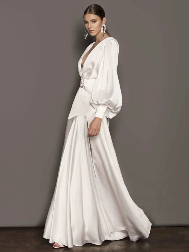 Michele Satin Formal Maxi | Satin Maxi In White | Private Label Styles