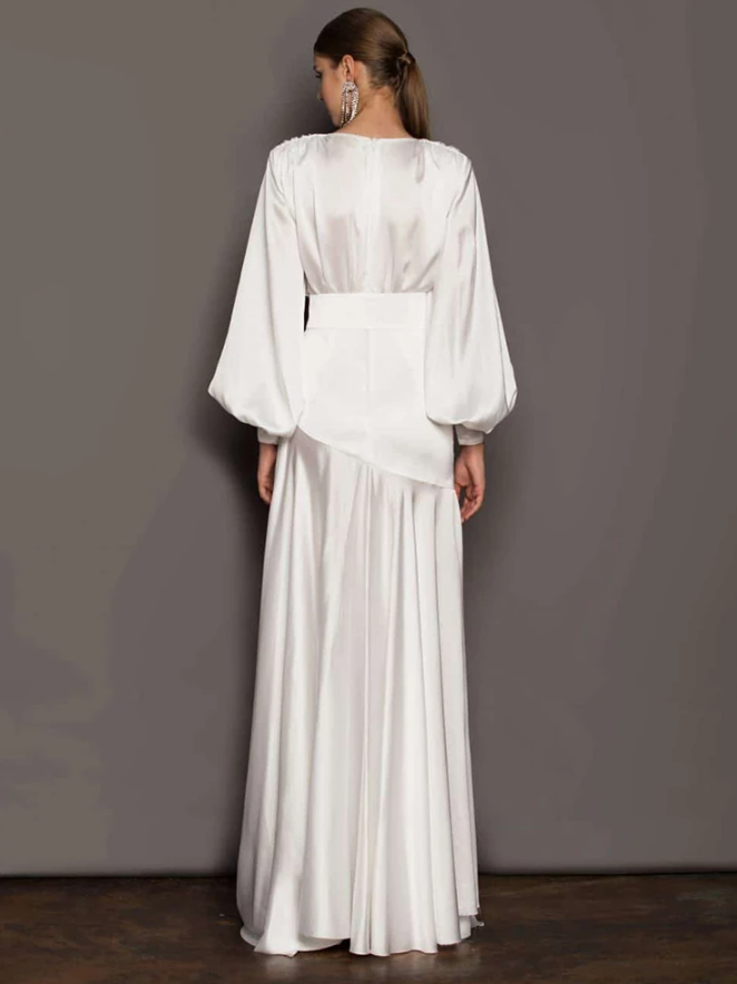 Michele Satin Formal Maxi | Satin Maxi In White | Private Label Styles