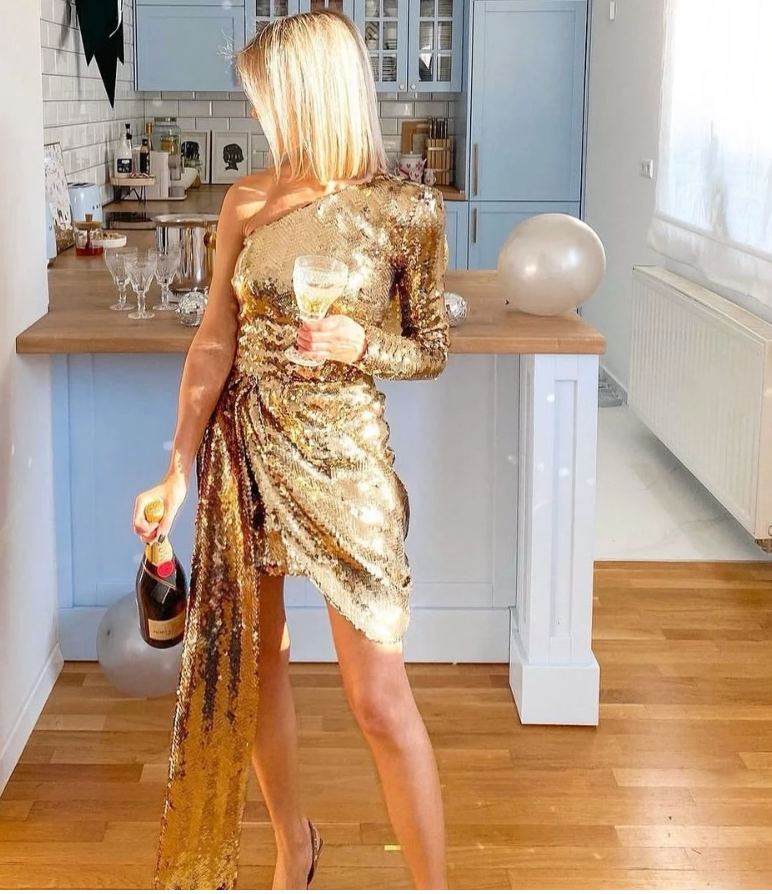  Sequins Gold Mini Dress | Mini Dress In Gold | Private Label Styles