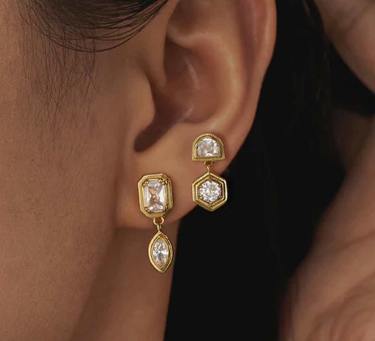 Stellar Bezel Studs Set In Gold | Gold Studs | Private Label Styles