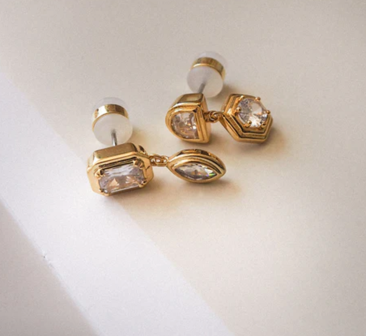 Stellar Bezel Studs Set In Gold | Gold Studs | Private Label Styles