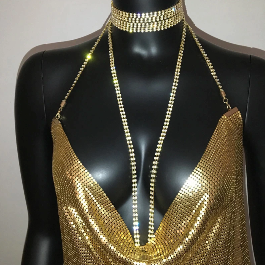 Mini Dress With Gold Chain Necklace | Private Label Styles