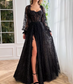Black Puffy Sleeve Sparkle Bridesmaids Dress | Private Label Styles